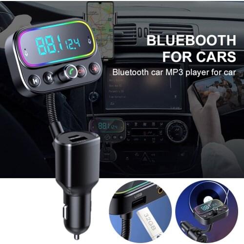 Trasmettitore FM Bluetooth perauto lettore musicale MP3 auto Car carica rapida Aux uscita Audio Display tensione luce ambientale