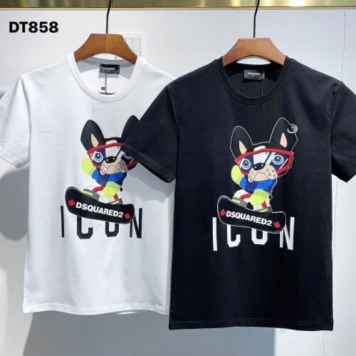 Freeshipping Men Women Cotton T Shirt cool dogs Print O Neck Short Sleeve Shirt Hip-Hop Style Dsquared2 o-neck tees