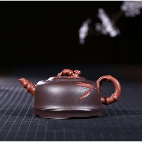 Clay pot genuine famous artisans hand-made raw ore Purple mud two-color bamboo knot pot Kungfu teapot tea wholesale