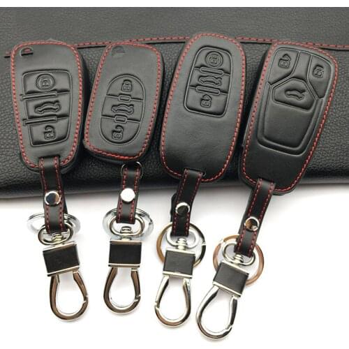 Hot sale super quality 100% Leather Key Cover Case for Audi Q3 Q5 Sline A3 A5 A6 C5 A4 B6 B7 B8 TT 80 S6 C6 Auto Accessories