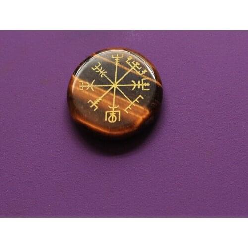 Viking letter Divination stone norse Tiger Eye stone viking Vegvisir charm