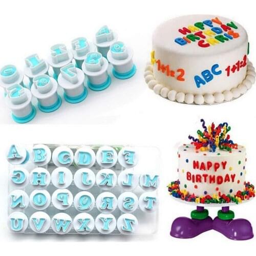 KHGDNOR Upper Lowercase Alphabet Cookie Molds Letters Number Biscuit Mold Hand Stamp Press Plunger for Cutter Maker