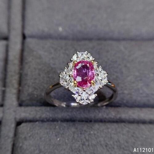 KJJEAXCMY fine jewelry S925 sterling silver inlaid natural pink sapphire new girl popular ring support test Chinese style
