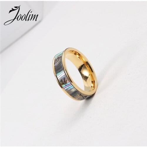Joolim High End 18K Gold PVD Symple Entry Lux Shell Rings for Women Stainless Steel Jewelry Wholesale