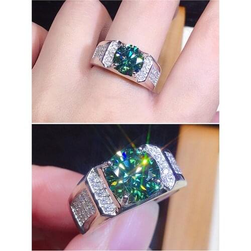 Fashion 2 carats bling crystal moissanite zircon diamonds gemstones rings for men women white gold silver color jewelry bague