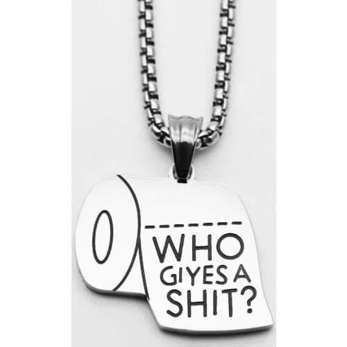 Letter Printing Roll Paper Funny Geometric Pendant Necklace Creative Paper Towel Toilet Paper Necklace Women Man Christmas Gifts