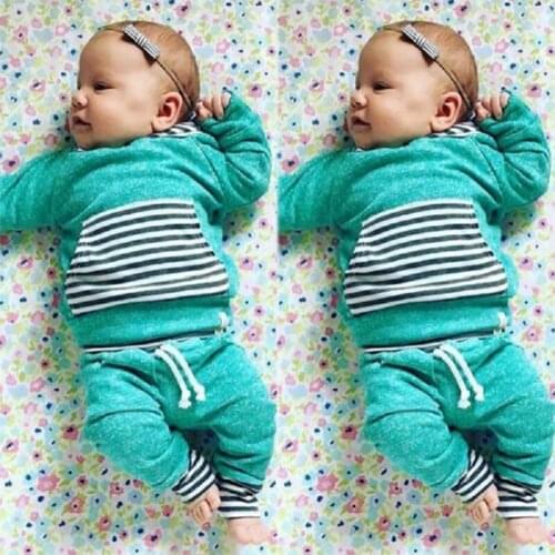 Newborn Baby Girl Splicing Clothes Sets Hoodies Long Sleeves Contton Sweatwear Spring&Autumn Suit Clothing 2pcs Infant Unisex