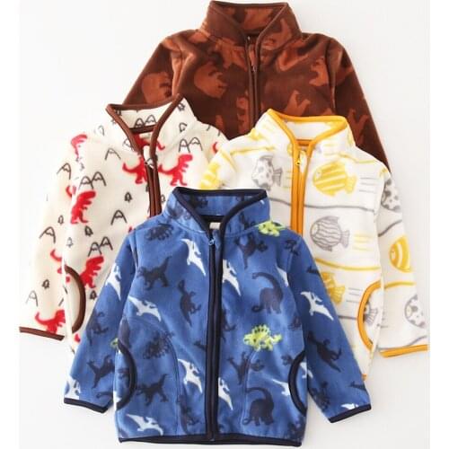 Men and women children spring and autumn new cartoon printed polar fleece jacket dinosaur peach heart cute childrens top