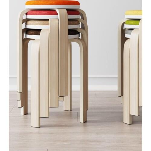 Louis Fashion Round Stool Fashion Creative Solid Wood Living Room Small Chair Household Simple Modern Dining Table Bench