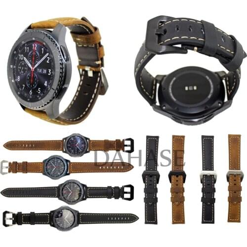 DH Matte Genuine Leather Band for Samsung Gear S3 Frontier Smart Watch Strap Metal Buckle Wristband for Gear S3 Classic Bracelet