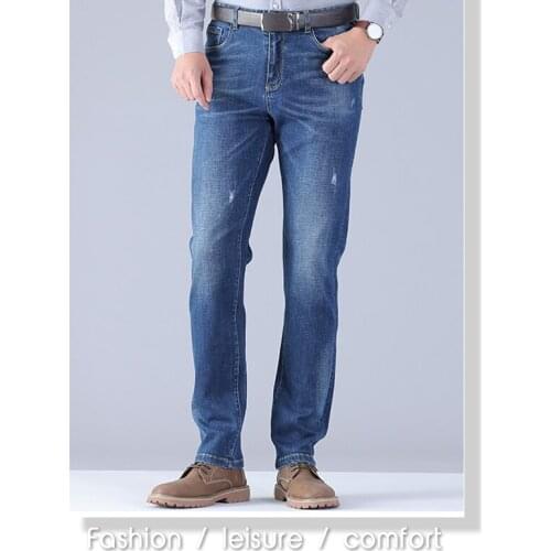 2019 Autumn Winter Mid Weight Men Casual Biker Denim Jeans Stretch Denim Pants Solid Slim Fit Jeans Male Street Skinny Pant