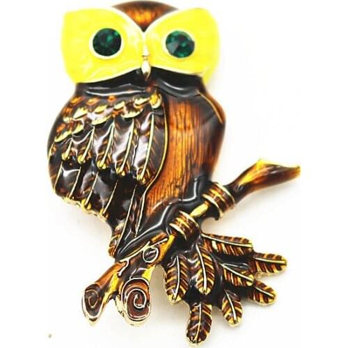 New spring and European fashion natural animal owl Enamel personality brooch Boutonniere female