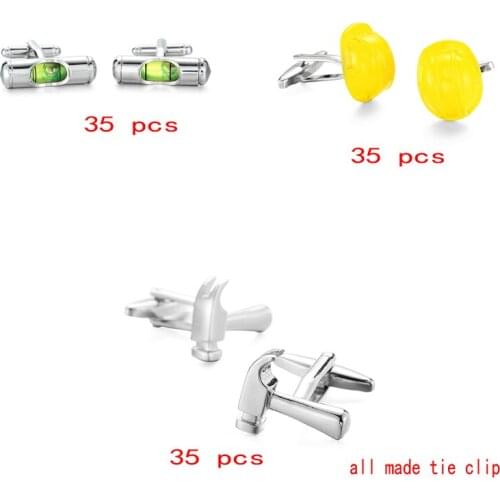 New arrival Luxury shirt min 105 pcs tie clip for mens Brand cuff buttons cuff links High Quality abotoaduras Jewelry