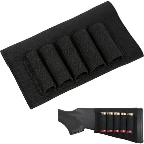 CQC Hunting Tactical Buttstock Cheek Rest Ammo Pouch 5 Shells Rifle Stock Shell Cartridge Holder Carrier Gun Accessories