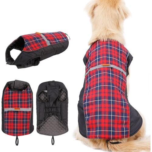 Autumn/Winter British Style Warm Dog Cloth Luxury Reflecting Fashion Dog Designer Clothes Pet Dog Outerwear For Golden Retriever