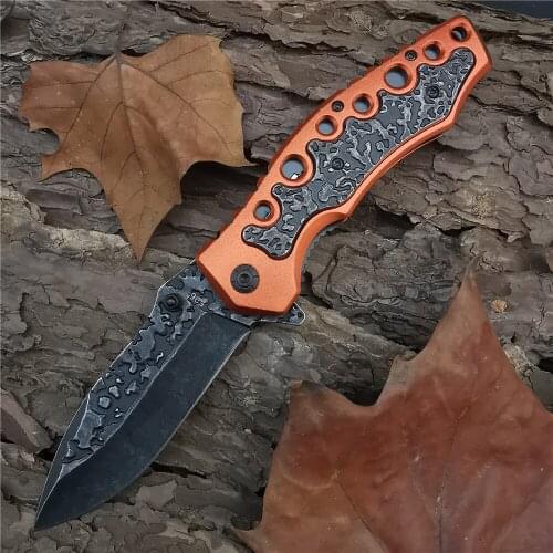 Outdoor Tactical Camping Hunting Survival Pocket Quick Folding Knife 8Cr13Mov Blade Steel Handle Knives Hanging Top EDC Knives