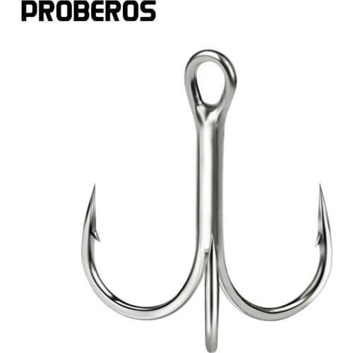 PROBEROS 20Pcs Strong Treble Hooks 18-14-12-10-8-6-4-2-1-1/0-2/0-3/0-4/0# Sharp Fishhooks Barbed Fishing Hooks Fishing Tackle