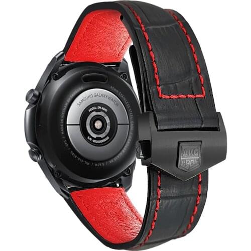 AKGLEADER Newest Genuine Leather band strap for Samsung Galaxy Watch 3 41mm 45mm 46mm smart watch huawei GT 1 2e Pro watchbands