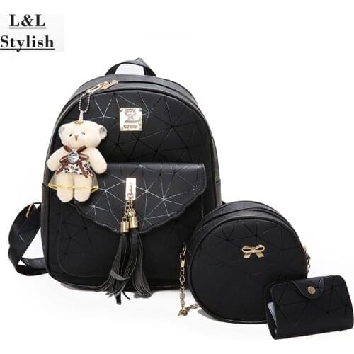 L&L Stylish women bags 3PCS New schoolbag luxury shoulder bag set Waterproof bagpack primary Crossbody bags for teenage girls
