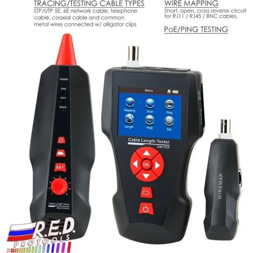 RJ45 RJ11 BNC Coax Network Digital Cable Tester Wire Tracker POE PING Ethernet Tester, STP/UTP 5E, 6E Free TF Card