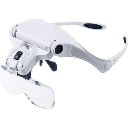 1 set 5 Lens Loupe Eyewear Magnifier With LED Lighting Lamp Interchangeable Lens Wear Magnifying Glasses