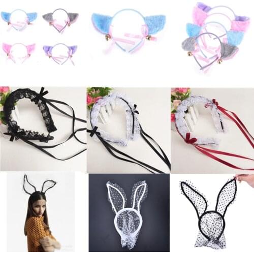 New White Black Sexy Bunny Rabbit Ear Lace Bob Veil Mask Women Girl Party Masks Lace Hairband for Women