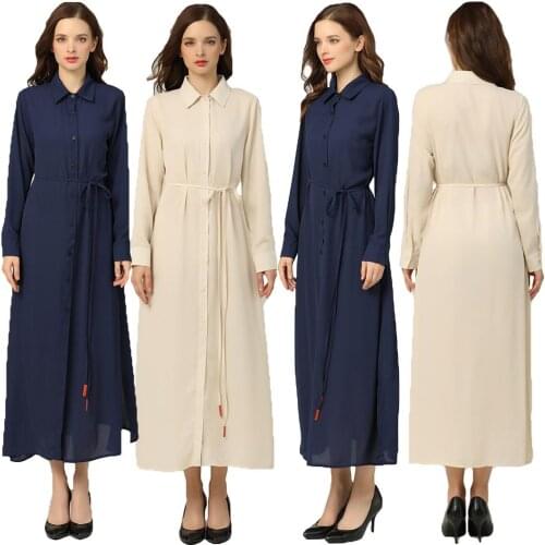 New Fashion Women Solid Color Long Sleeve Maxi Shirt Dress Casual Side Split Dresses OL Style Turn-down Collar 2019 Autumn Dress