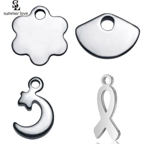 Mixed 10pcs Geometric 316 Stainless Steel Hope Moon Charm DIY Necklace Bracelet Jewelry Making Findings Never Tarnished Pendant