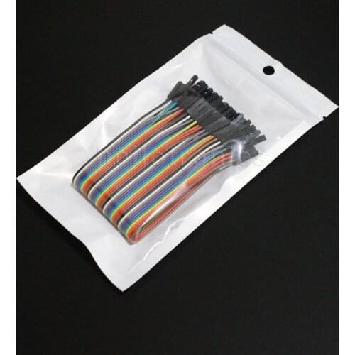 100 Pcs/Lot Hellotronics Premium 40Pins 200mm Female/Female With White Ziplock Packing Breadboard Jumper Wires