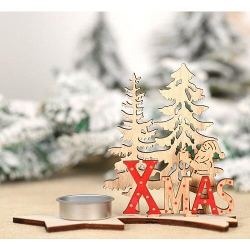 3D Candlestick Desktop decoration Christmast Tree Ornament Navidad Wood Pendants Elk Decorations Gift Home Festive New Year 2021