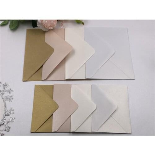 4PCS Sqaure /Rectangle Pearl envelopes 4 wedding/greeting invitation card RSVP Ivory/White/Light pink/ Gold Burgundy Gray Blue