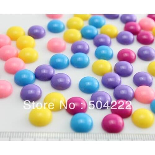 800pcs 10mm small kawaii shiny polished Resin acrylic round gem flatback Cabochon cab mixed colors half round