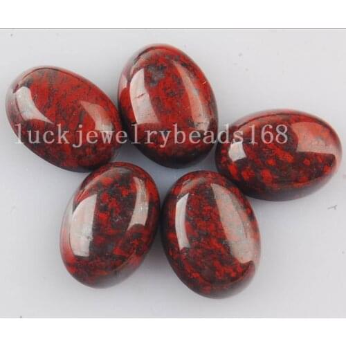 Free Shipping Women Fashion Jewelry 5pcs Wholesale 13x18mm Red Jaspe Oval Beads Cabochon CAB C3269