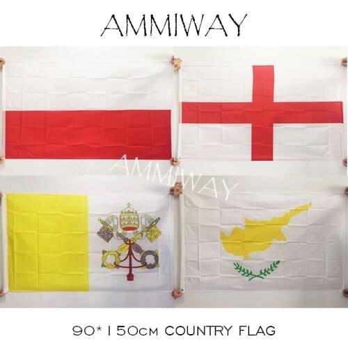 AMMIWAY 90*150cm 3x5 ft Cyprus England Poland Vatican Polyester Printed Big Flags and Banners World Country National Flag