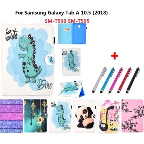 Tablet Case For Samsung Galaxy Tab A 10.5 T590 T595 SM-T590 2018 Stand PU Leather Tabler Funda Tab A 10 5 SM-T595 Smart Cover