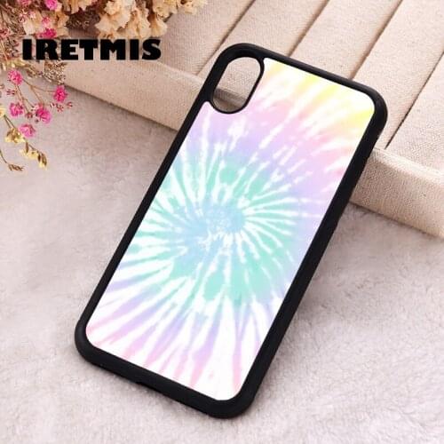 Iretmis 5 5S SE 2020 Phone Cover Case for iPhone 6 6S 7 8 Plus X Xs XR 11 12 Mini Pro Max Silicone TPU Rainbow Tie Dye