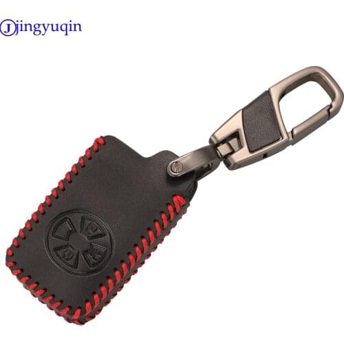 Jingyuqin 3 Buttons Car Smart Key Cover Case For Toyota RAV4 2009 2011 RAV 4 Yaris 2011 Keys Keychain Leather Case With Key Ring