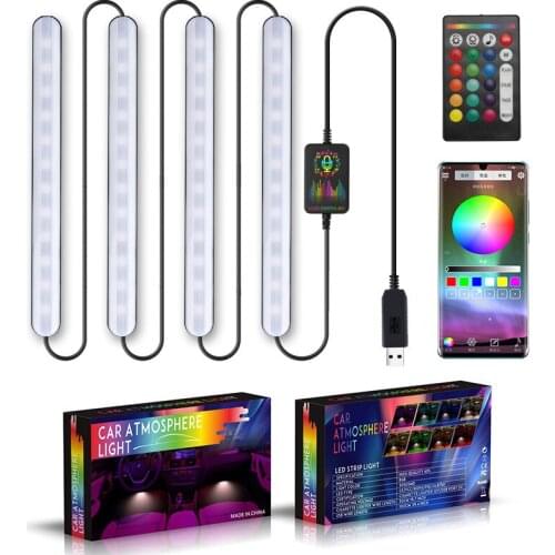 DC 12V Remote RGB App program Voice control remote control Car Truck 12 LED Neon Interior Light Lamp Strip String Light