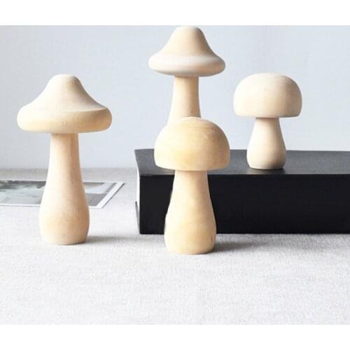 Natural Mushroom Wood Ornaments Unfinished Wood Craft Plain Blanks DIY Painted Simple Designer Wooden Toys Children Graffiti Art
