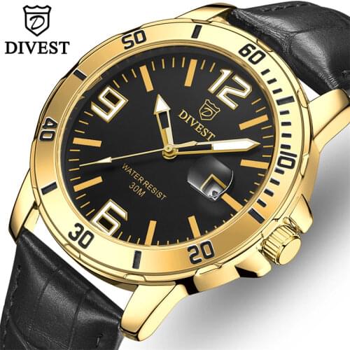 DIVEST Men's Watch With Leather Strap