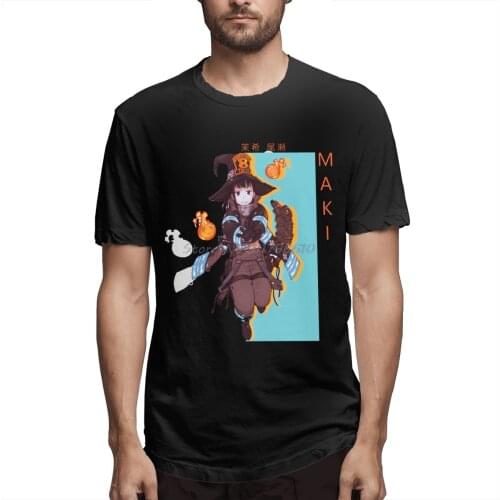 Maki Oze Fire Force Manga Retro Anime T Shirt Big Size Cotton Short Sleeve Custom T Shirt Men Cotton Tees Streetwear Harajuku