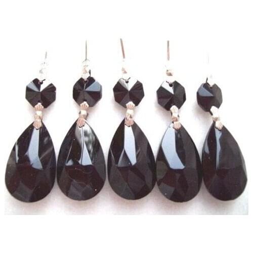 20pc Black 50mm Teardrop Chandelier Crystals Prisms Suncatcher Almond Wedding Decor