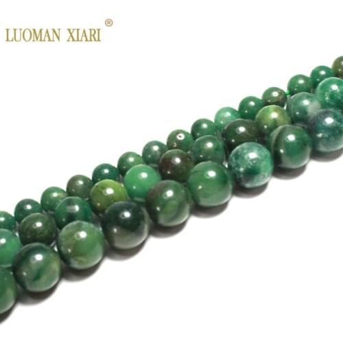 Fine AAA 100% Natural South Africa Green Jade Round Gem Stone Beads For Jewelry Making DIY Bracelet Necklace 6/8/10mm