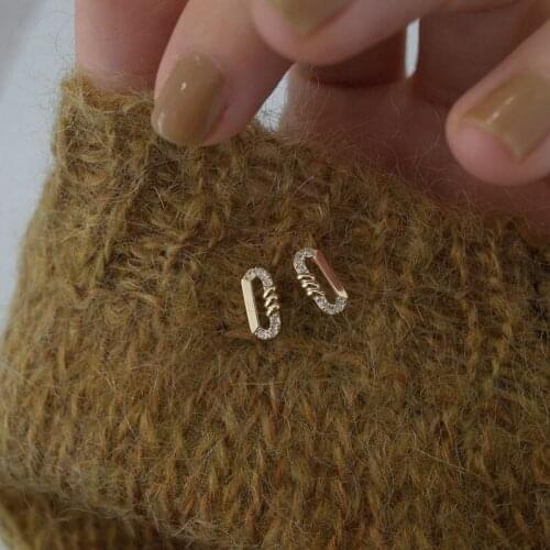 Morivovog 925 Sterling Silver 5A Zircon Twist Small Victorian Stud Earrings Ladies Minimalist 14K Gold Earring Aesthetic Jewelry