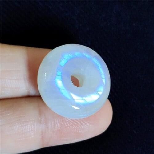 Gneuine Natural Moonstone Blue Light Stone Gemstone Women Pendant Party Round Donut Gift Crystal 21x8mm Jewelry AAAAA