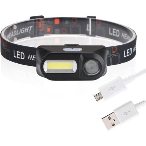 Portable mini XPE+COB LED Headlamp USB Rechargeable Camping Head lamp Fishing headlight flashlight torch