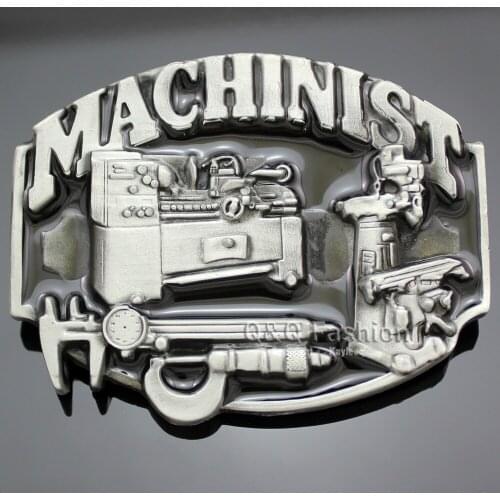 New Fashion Belt Buckle Vintage Silver Plated 3D Machinists Working Machinery Tools Trades Union Men Gift Jewelry