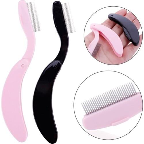 Eyelash Curler Beauty Makeup Lash Separator Foldable Metal Eyelash Brush Comb Mascara Curl Beauty Makeup Cosmetic Tool