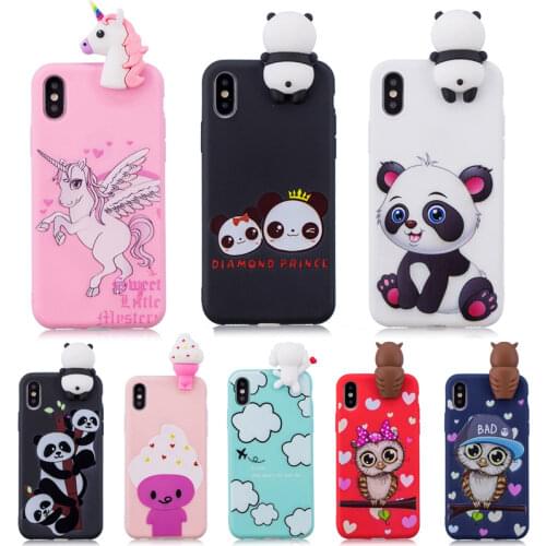 For iPhone Case Cute 3D Unicorn Panda Owl Silicon Cover on For iPhone 12 11 Pro XS Max X XR 6 6S 7 8 Plus 5S SE 2020 Case Coque