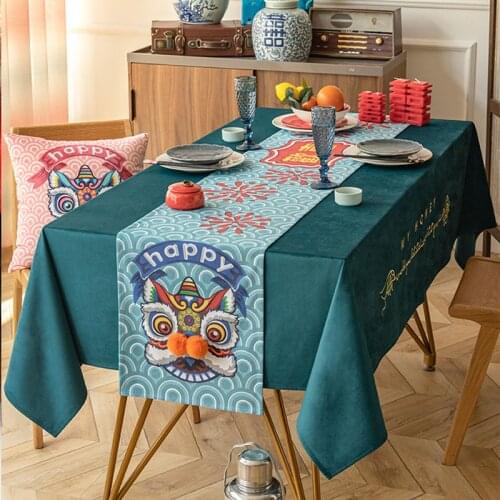 Chinese style waterproof table flag embroidery pattern kitchen decoration home decoration tablecloth